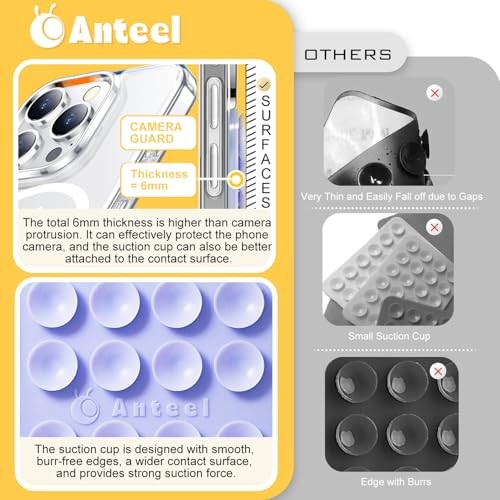  Anteel MAX Silicone Suction Phone Case Adhesive Mount, Upgraded Light Pink