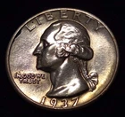 1937 d washington quarter au bu uncirculated wiped white silver mint luster coin