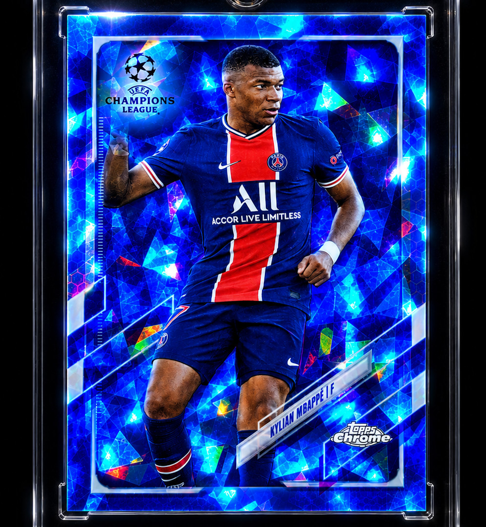 KYLIAN MBAPPE BLUE DIAMOND REFRACTOR HOLO ATOMIC ICE SP Prizm FRANCE Legend view 4
