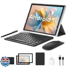 Tablet 10 inch Android 14 Tablet, 6GB RAM 64GB ROM/1TB Expand, 2 in 1 Tablets