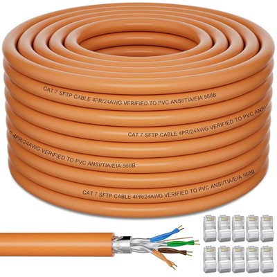Cat 7 Outdoor Ethernet Cable 200ft, SFTP Triple Shielded Ethernet Cable Indoo...