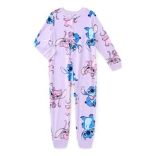 NWT Lilo  Stitch Girls Fleece Sleeper Union Suit Pajamas