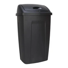 Mainstays Kitchen Trash Can13Gallon Plastic Garbage Bin with Swing Top Lid"black