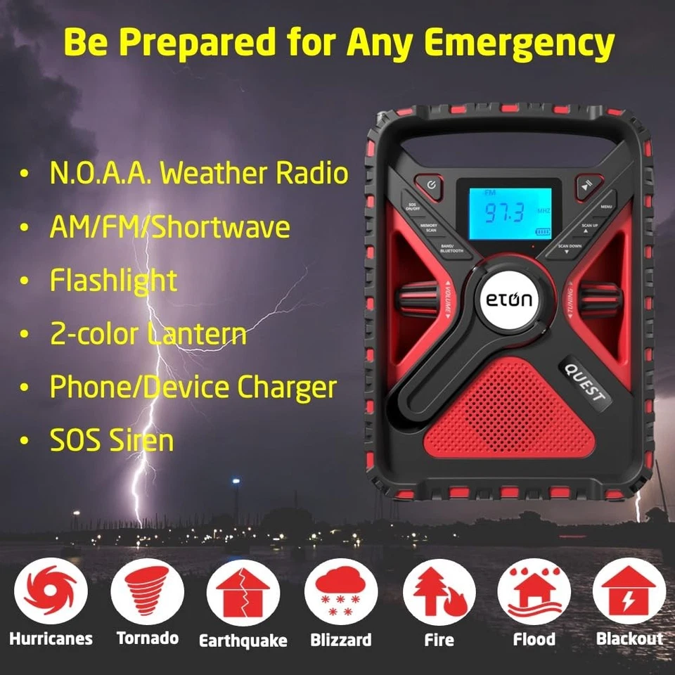 Quest Hand Crank NOAA Weather Radio, All Band Emergency Radio, AM/FM Shortwav... - Image 3 of 4