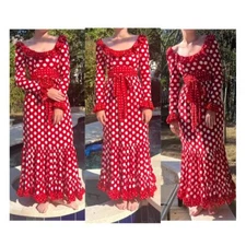 Vintage Victor costa small hostess party dress red 70s Valentines saks 5th