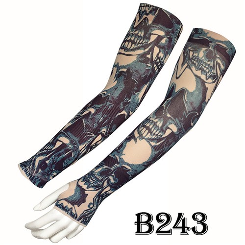 Temporary Tattoo Sunscreen Sleeves Art Elastic Arm Half-Finger UV Cover Unisex - Picture 2 of 9