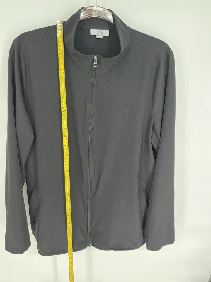 Croft & Barrow Chaqueta Negra Ligera Cremallera Completa Para Mujer Talla XL Elastizada Cortavientos Foto 2 de 4