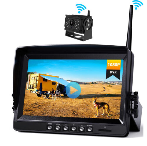 RV Wireless Recording Backup Camera 1080P 9" Monitor Quad Split for Trailer/Bus - Picture 15 of 30