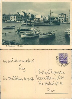 THE MADDALENA BEAUTIFUL IMAGE OF THE PIER WITH BOATS AND SHIP AT MOORING-N.60298