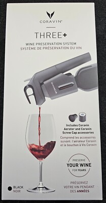 New CORAVIN THREE+ 3 Plus Wine Preservation System  Black New