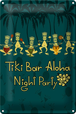 Blechschild Tiki Bar Aloha 20x30 cm Hawaii Beach Cocktails Deko Schild tin sign
