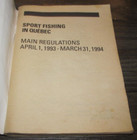 1993-94 Quebec Canada Fishing Laws License Info. Fish Main Regulations Booklet — photo 2
