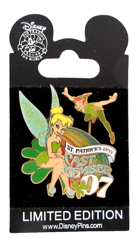 DISNEY 2007 TINKER BELL & PETER PAN 🌈ST. PATRICK'S DAY🍀PIN - LE 1000 - #52887 - Image 2 of 2