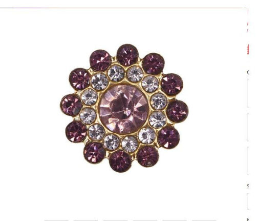 14mm fancy white purple amethyst crystal gem button sew on jewel rhinestone - Picture 1 of 1