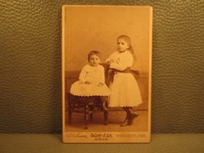 Victorian Antique Cabinet Card Photo of Two Sisters, Kids, Children, Girls