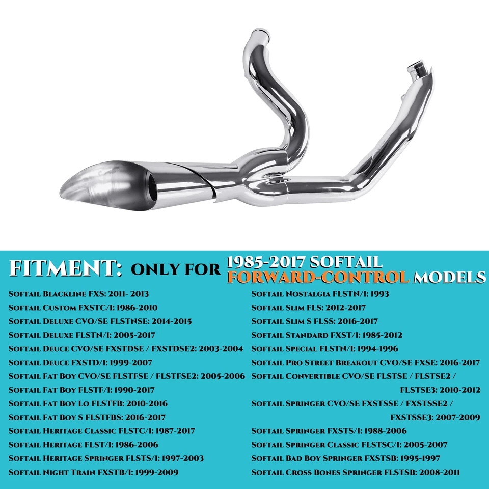 Escape 2 en 1 para Harley Softail 86-17 Heritage, FatBoy, delgado, tubo de lujo Foto 2 de 4