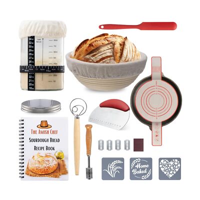 Complete Sourdough Bread Starter Kit, Glass Sourdough Starter Jar Kit & Tons ...