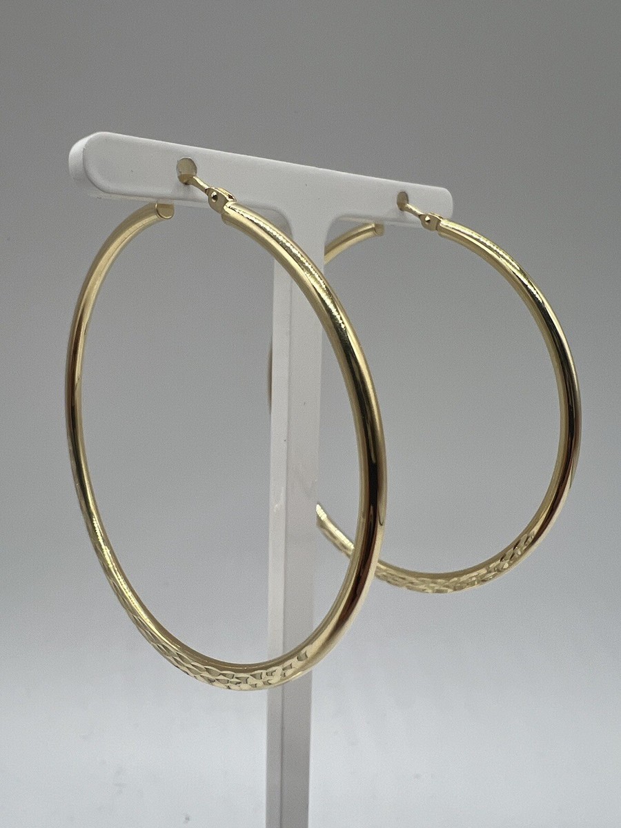 Women's 9ct Yellow Gold Large Hoop Earrings 45mm Ladies Hoop