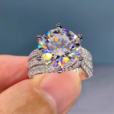 3.59 TCW Round Cut Moissanite Classic Engagement Ring In 14K White Gold Plated