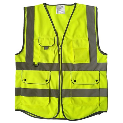ALEKO XL Safety Vest with Pockets Class 2 ANSI/ISEA Compliant  Yellow