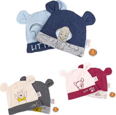 Disney Baby 2er Mützen Mützchen Babymütze Winnie Pooh Bambi Dumbo