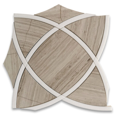 W9J5P Athens Silver Cream Marble Celtic Waterjet Mosaic Tile Thassos White