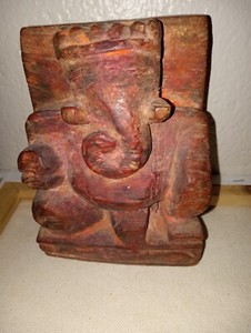 Ganesh Elephant A " Deity" ! Wood Antique India +  Carved ART Sacred Folk Art *