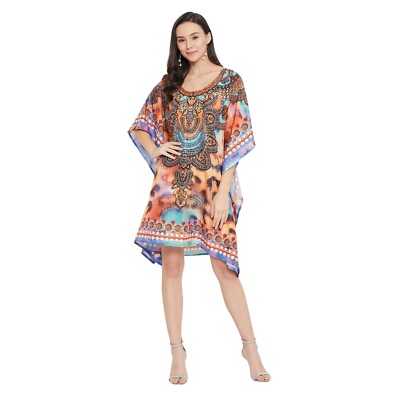 Plus Size Tunic Tops Beachwear Caftan Short Beach Cover-Up Boho Tunics for Women