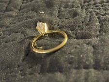 Vintage Solitaire Cubic Zirconia Gold Tone Ring Size 7.5