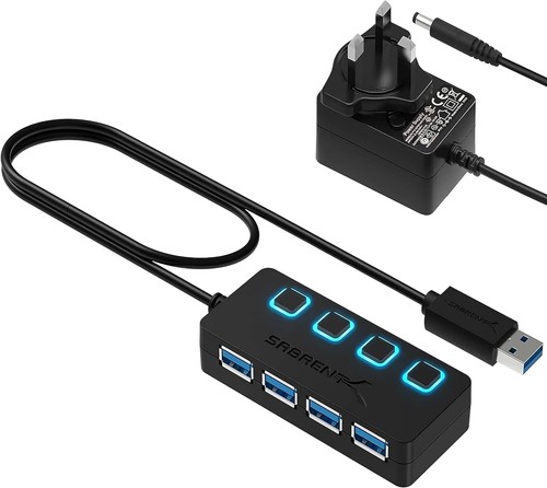 SABRENT USB hub 3.2x1 with power adapter, 4 port - HB UMP3 - Picture 1 of 7