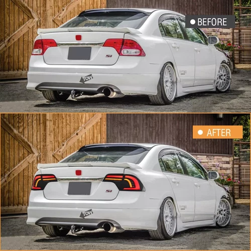 Red Tube LED Brake Tail Lights Sequential Turn Signal For 06-11 Civic Sedan 4-DR - Picture 3 of 22