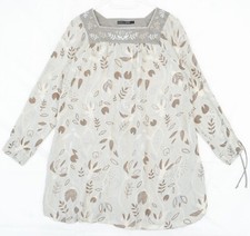 Gudrun Sjoden Tunika grau Blumenmuster Baumwolle Größe S