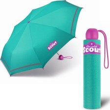 SCOUT Mädchen Regenschirm Kinder Schirm Mini Klein Stabil Taschenschirm Grün Neu
