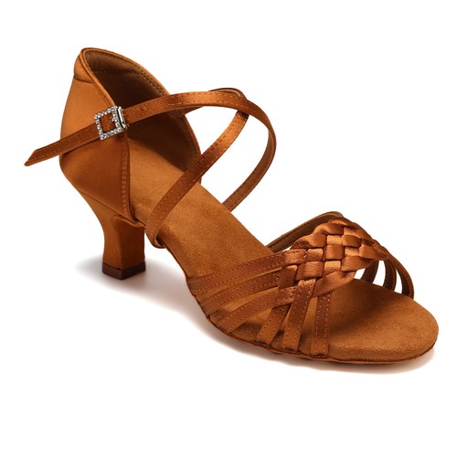Women Ballroom Latin Dance Shoes Silk Satin Salsa Tango Shoes 5.5/7.5/8.5CM Heel - Picture 16 of 30