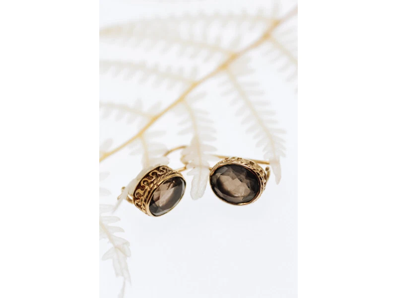 925 STERLING SILVER GOLD PLATED HESSONITE EARRINGS - Image 4 of 4