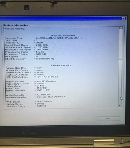 Dell Latitude E6530 15.6'' Laptop i5-3230M 4GB RAM No HDD/OS Boots/Bios H2954 - Picture 3 of 15