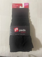 6 Pair Peds Ladies Trouser Socks Tactel Lycra 0163 Size 5-10 Black - NEW