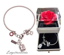 Bracciale donna acciaio charms E Meravigliosa Confezione Regalo Con Rosa Eterna