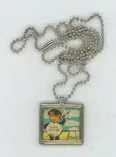 Alka Seltzer Boy 1960's VARI-VUE Motion Lenticular Metal Framed Necklace