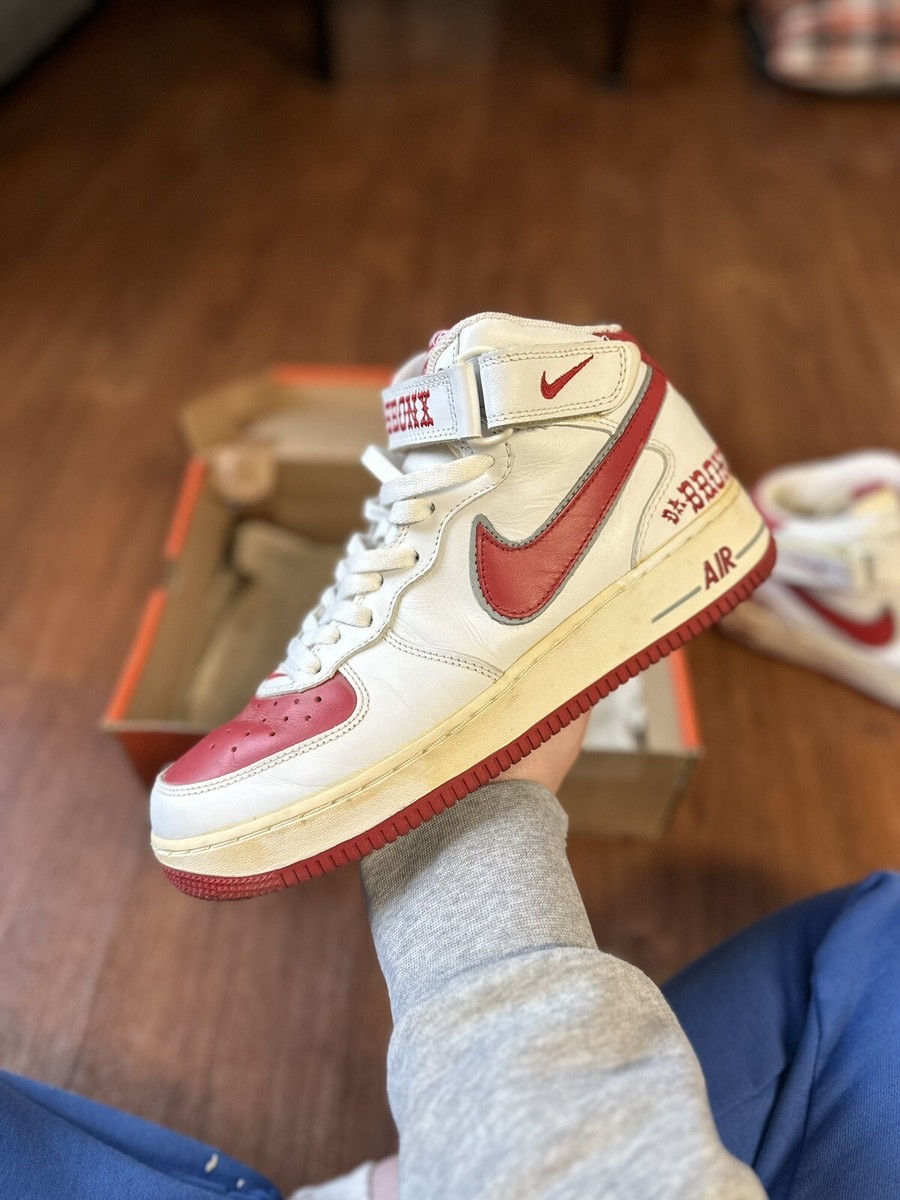 Da BRONX NIKE Air Force Ones White Red Vintage With Box | eBay