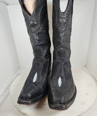 Cuadra Manta Ray Stingray Black Leather Boots Men's Size 11.5/30.5