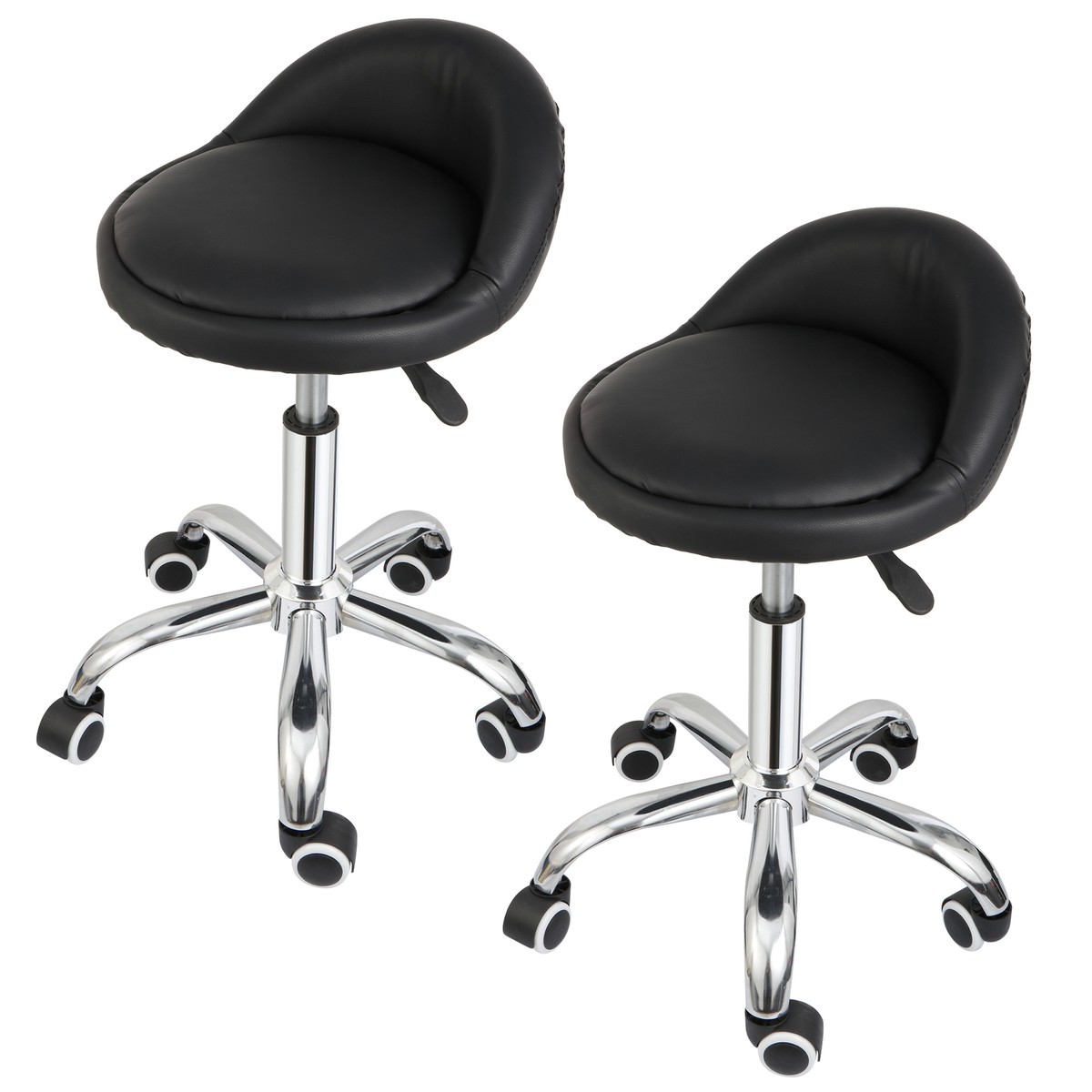 2PCS Adjustable Rolling Swivel Salon Stool Spa Office Stool with