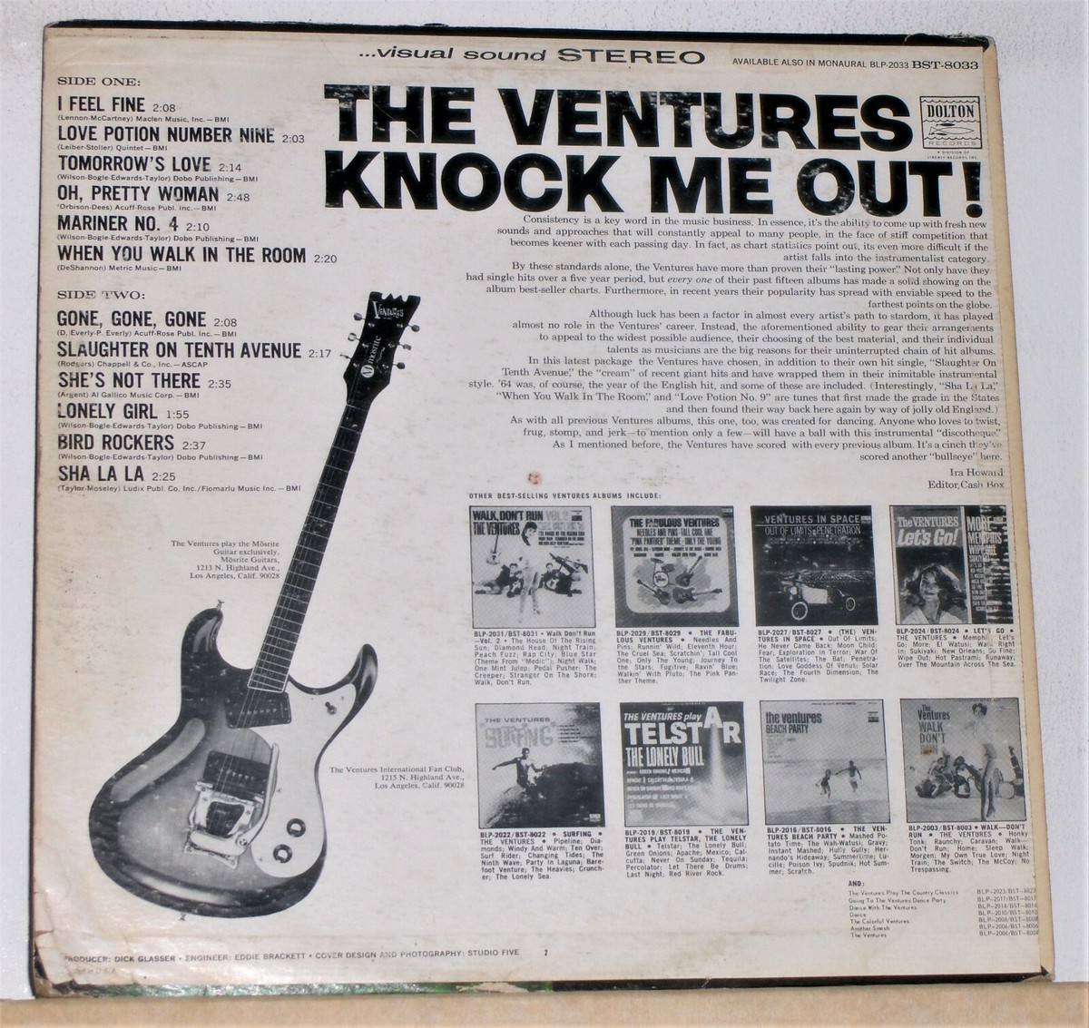 The Ventures/Knock Me Out!/米Org./Beatles The Ventures – Knock Me Out! – Vinyl (LP, Album, Mono), 1965