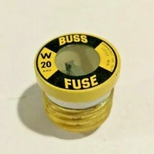 5-PK W-20 20A FAST ACTING Plug Fuse BUSS Bussmann Fuses 125Vac NEW W-20
