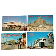 4 Atlantic City Postcards-Boardwalk, Tropicana, Resorts International, Ocean One