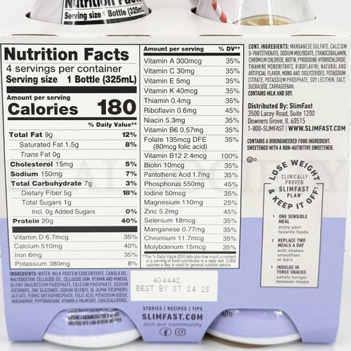 SlimFast High Protein Shakes Vanilla Cream 20 Grams of Protein - 20 Count Total - Picture 4 of 4