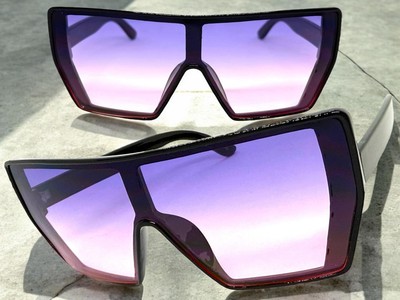 SPEXX 6357 Shield Sonnenbrille Oversize Retro Schwarz Rahmen Lila Pink Linse