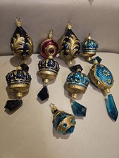 OLD WORLD CHRISTMAS JEWELED GLASS ORNAMENTS LOT of 9