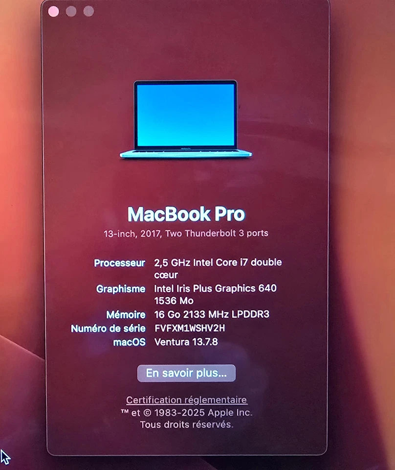 Apple MacBook Pro 13" 2017 · i7 · 16GB · 1000GB, photo 3 sur 5