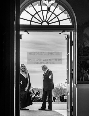 DONALD TRUMP CROWN PRINCE SAUDIA ARABIA ENTERING WHITE HOUSE 8.5X11 PHOTO